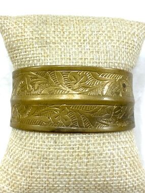 Vintage Gold-Tone Etched Cuff Bracelet